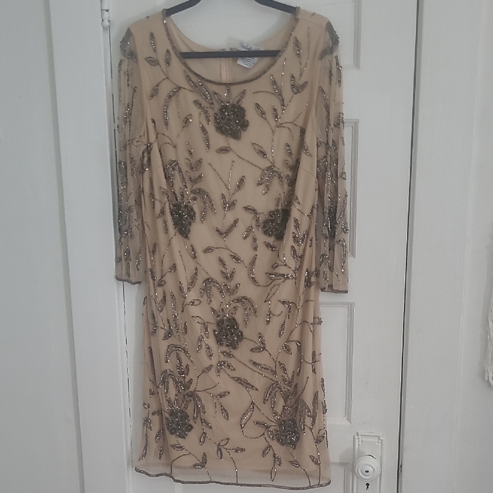Tan Long Sleeve Dress with Elegant Design